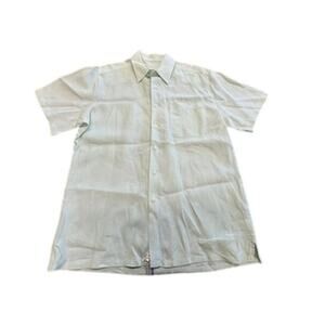 "PRONTO-UOMO" Men's 100% Linen Button Up Lt. Grn Top‎ SZ L Beach Poolside Summer